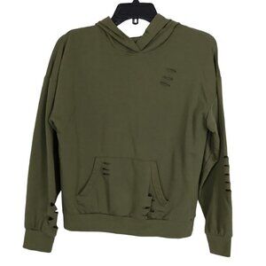 Jolie & Joy | Olive Army Green Distressed Hoodie | Size S